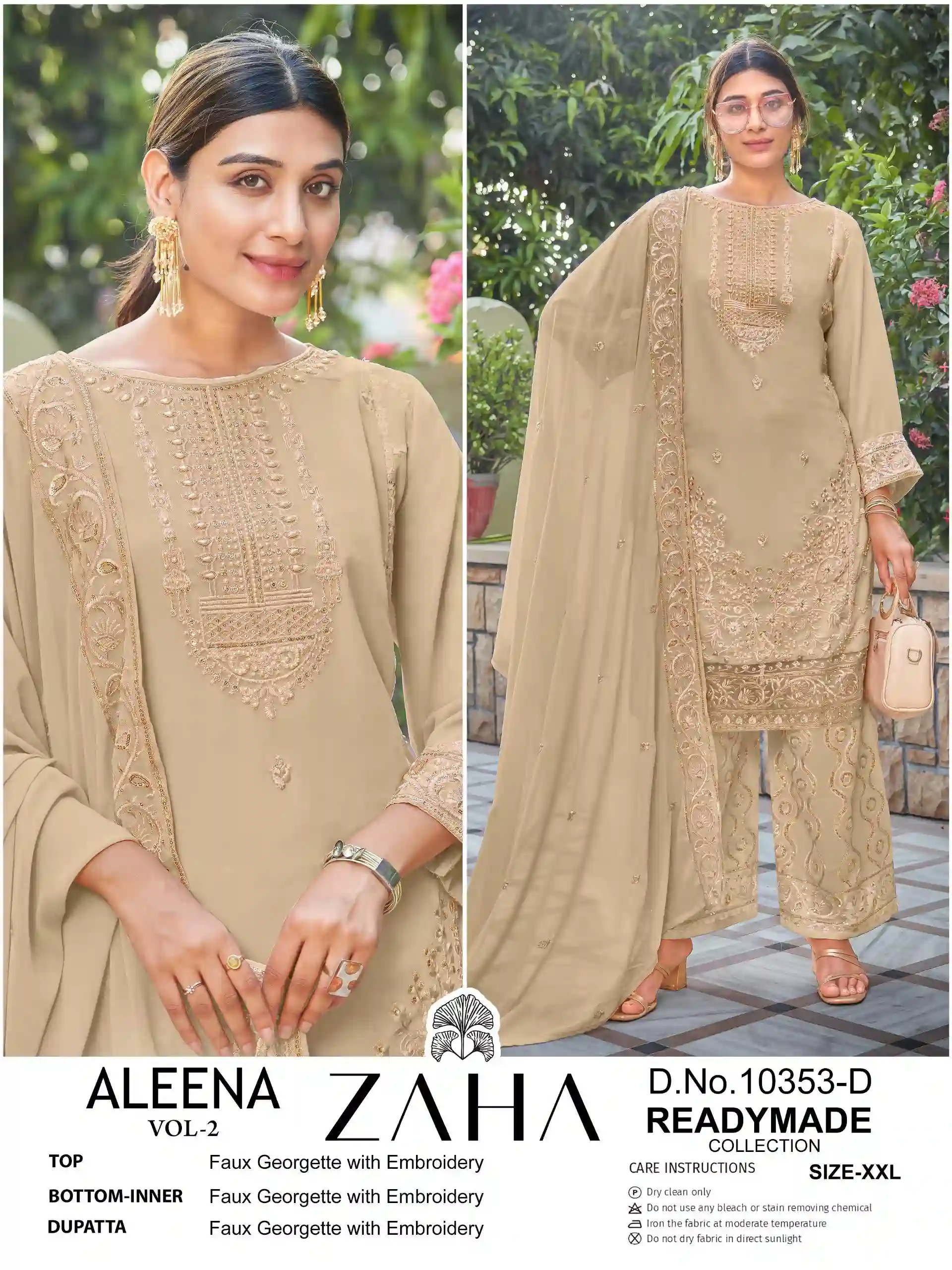 Zaha 10353 Faux Georgette Wholesale Pakistani Readymade Salwar Suit Catalog — Wholesale Pakistani Suits, MPA wholesale from Surat - Gallery Image 4
